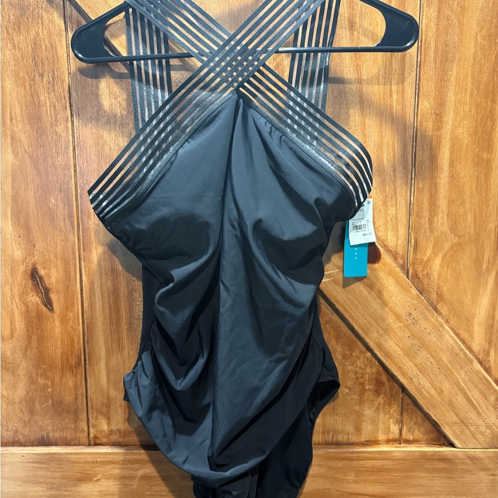 Aqua Green Black Swimsuit